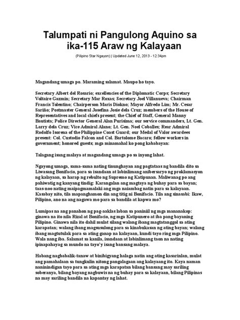 talumpati ng isang barangay kagawad|Talumpati ni Pangulong Aquino, ika.